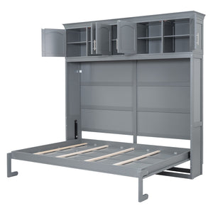 HomeRoots Gray Wood Full Murphy Bed - Space-Saving Elegance with Contemporary Design for Stylish Living Spaces 596521