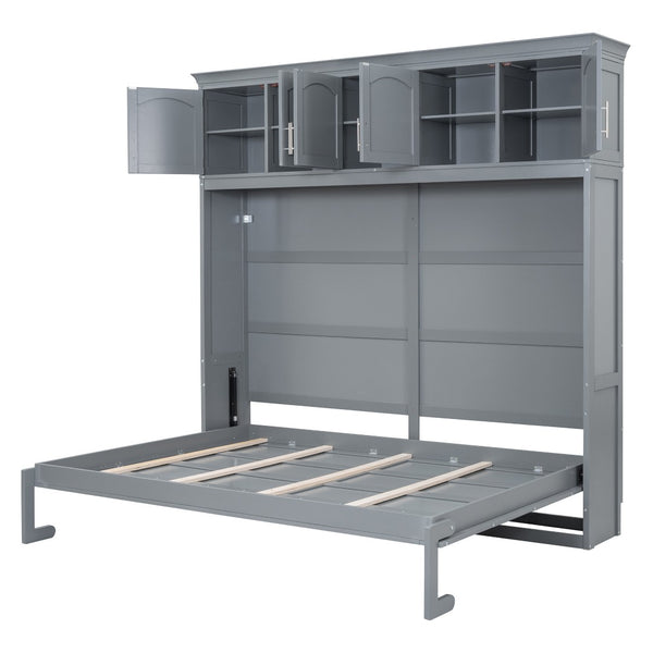 HomeRoots Gray Wood Full Murphy Bed - Space-Saving Elegance with Contemporary Design for Stylish Living Spaces 596521