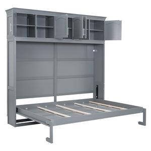 HomeRoots Gray Wood Full Murphy Bed - Space-Saving Elegance with Contemporary Design for Stylish Living Spaces 596521