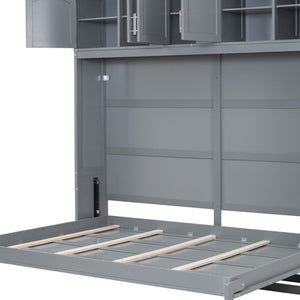 HomeRoots Gray Wood Full Murphy Bed - Space-Saving Elegance with Contemporary Design for Stylish Living Spaces 596521