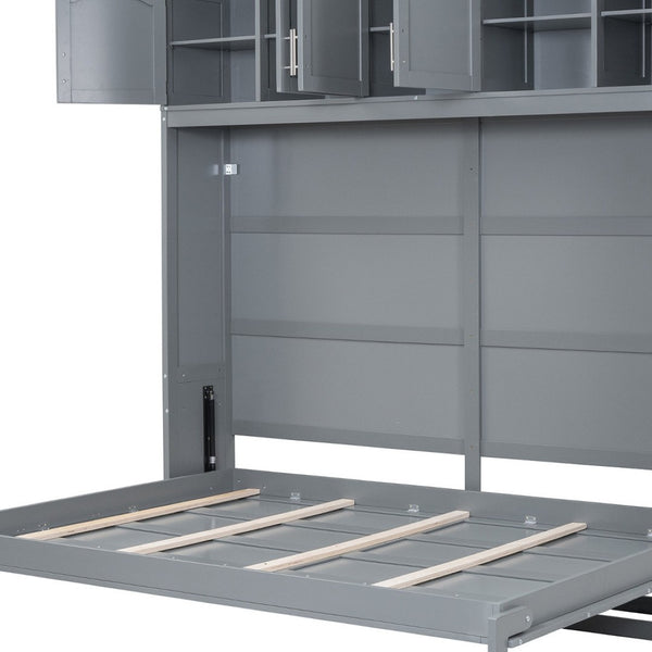 HomeRoots Gray Wood Full Murphy Bed - Space-Saving Elegance with Contemporary Design for Stylish Living Spaces 596521