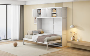 HomeRoots White Wood Full Murphy Bed - Elegant Space-Saving Design for Stylish Guest Rooms and Studios 596522