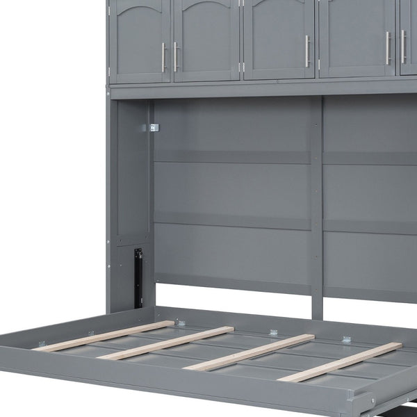 HomeRoots Gray Wood Queen Murphy Bed - Stylish Space-Saving Design for Modern Homes, Guest Rooms & Offices 596523