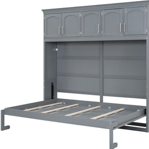 HomeRoots Gray Wood Queen Murphy Bed - Stylish Space-Saving Design for Modern Homes, Guest Rooms & Offices 596523