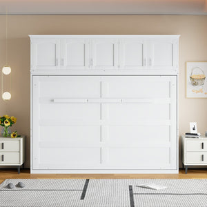 HomeRoots White Wood Queen Murphy Bed - Elegant Space-Saving Design for Stylish Multi-Functional Living Areas 596524
