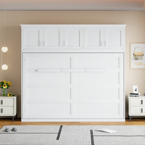HomeRoots White Wood Queen Murphy Bed - Elegant Space-Saving Design for Stylish Multi-Functional Living Areas 596524