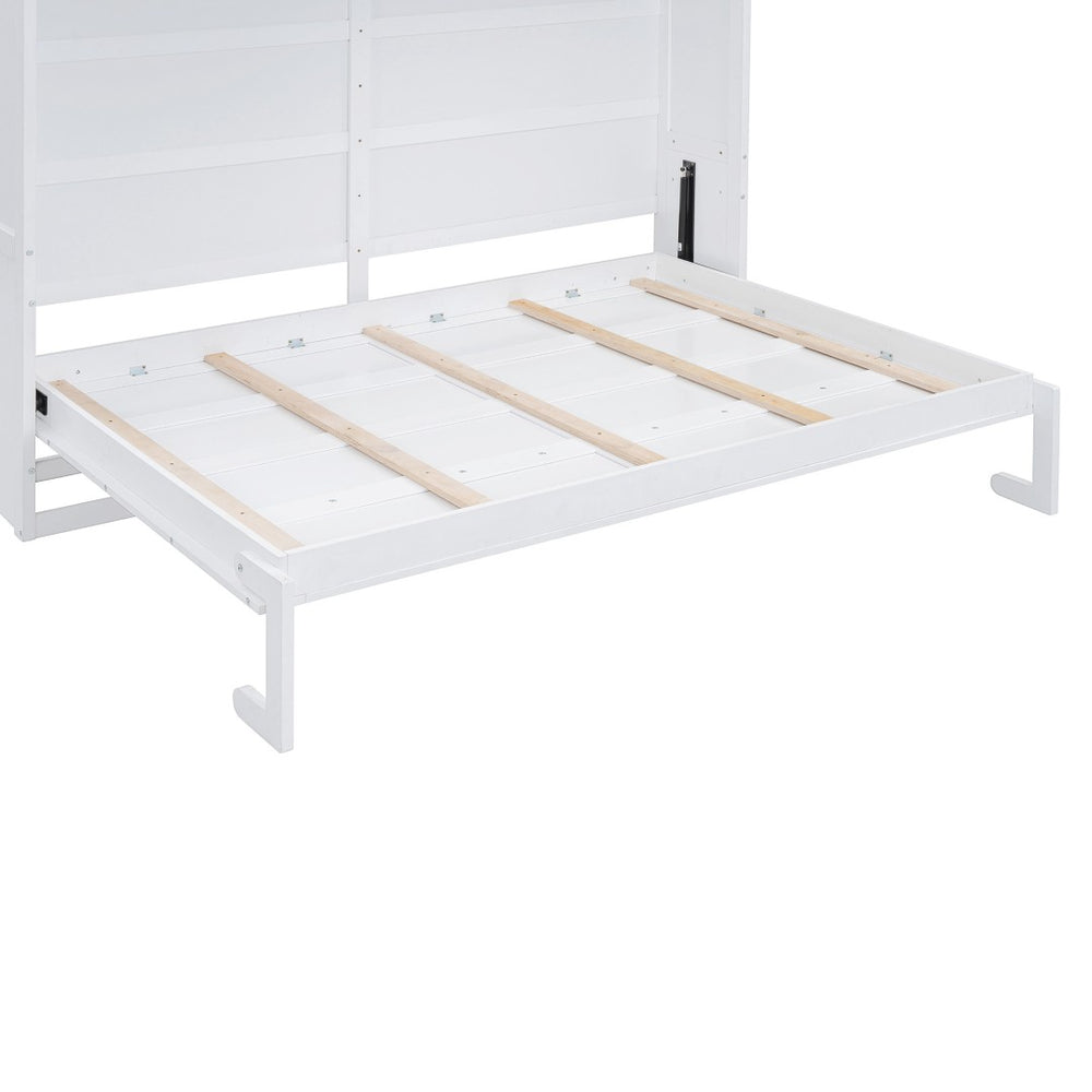 HomeRoots White Wood Queen Murphy Bed - Elegant Space-Saving Design for Stylish Multi-Functional Living Areas 596524