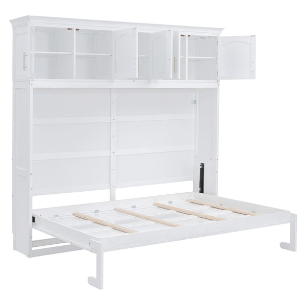 HomeRoots White Wood Queen Murphy Bed - Elegant Space-Saving Design for Stylish Multi-Functional Living Areas 596524