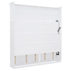 HomeRoots White Wood Queen Murphy Bed with USB Charging – Elegant Space-Saving Design for Modern Living 596526