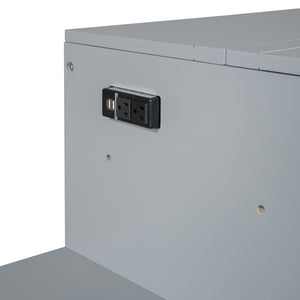 HomeRoots Gray Wood Queen Murphy Bed with Integrated USB Charging - Space-Saving Design for Modern Living! 596527