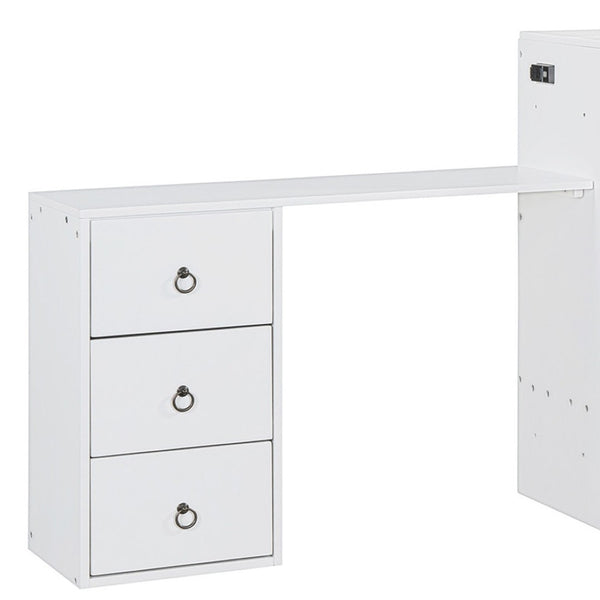 HomeRoots White Wood Murphy Bed with USB Port - Space-Saving Queen Design for Stylish Guest Rooms & Studios 596528