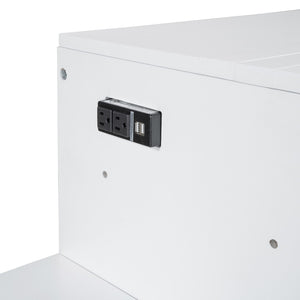 HomeRoots White Wood Murphy Bed with USB Port - Space-Saving Queen Design for Stylish Guest Rooms & Studios 596528