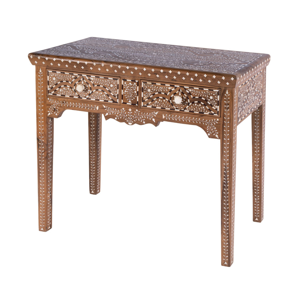 Butler Rashmi 36" Teak & Bone Console Table – Chic 2 Drawer Design for Elegant Storage & Display