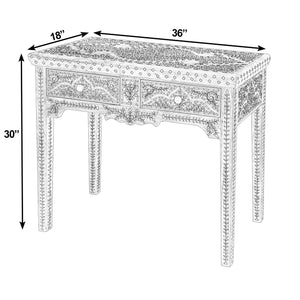 Butler Rashmi 36" Teak & Bone Console Table – Chic 2 Drawer Design for Elegant Storage & Display