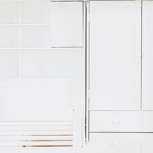HomeRoots White Twin Over Twin Bunk Bed with Storage Drawers - Stylish Space-Saving Solution for Any Room 596538