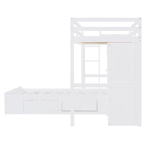 HomeRoots White Twin Over Twin Bunk Bed with Storage Drawers - Stylish Space-Saving Solution for Any Room 596538