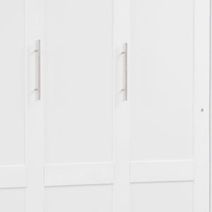 HomeRoots White Wood Full Murphy Bed with Built-In USB Port, LED Lighting & Space-Saving Cabinet Design 596543