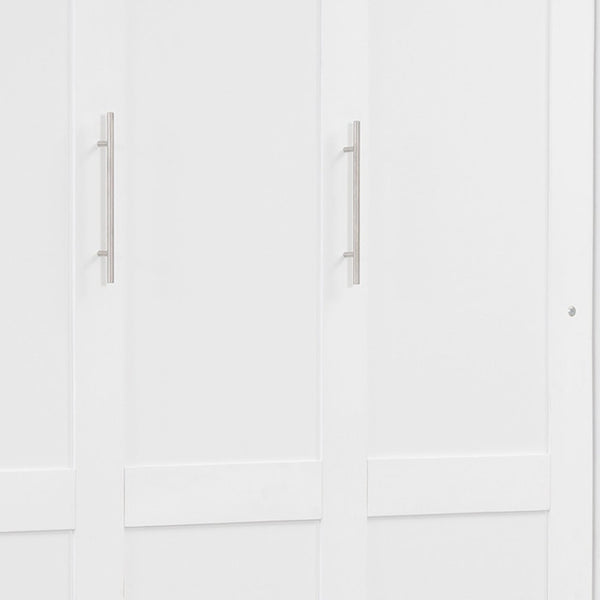 HomeRoots White Wood Full Murphy Bed with Built-In USB Port, LED Lighting & Space-Saving Cabinet Design 596543