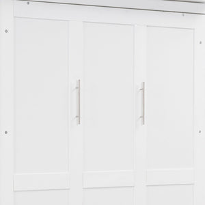 HomeRoots White Wood Full Murphy Bed with Built-In USB Port, LED Lighting & Space-Saving Cabinet Design 596543