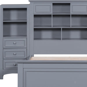 HomeRoots Gray Wood Twin Bed Frame with Integrated Storage Drawer – Modern Platform Design for Minimalist Spaces 596547