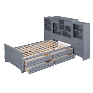 HomeRoots Gray Wood Twin Bed Frame with Integrated Storage Drawer – Modern Platform Design for Minimalist Spaces 596547