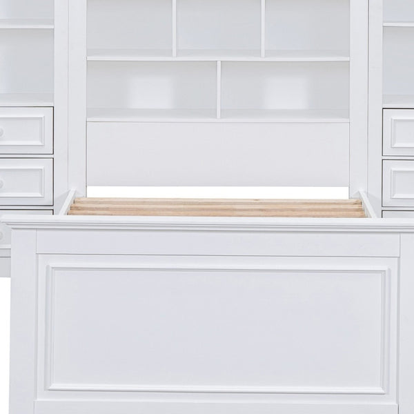 HomeRoots White Wood Twin Bed Frame with Storage Drawer – Modern Design, Durable Construction & Easy Assembly 596548
