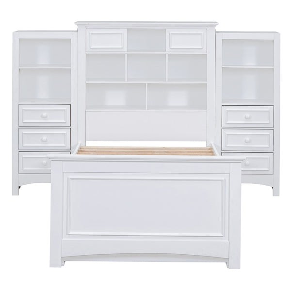 HomeRoots White Wood Twin Bed Frame with Storage Drawer – Modern Design, Durable Construction & Easy Assembly 596548