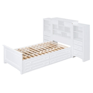 HomeRoots White Wood Twin Bed Frame with Storage Drawer – Modern Design, Durable Construction & Easy Assembly 596548
