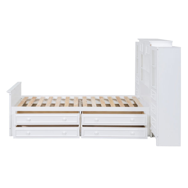HomeRoots White Wood Twin Bed Frame with Storage Drawer – Modern Design, Durable Construction & Easy Assembly 596548