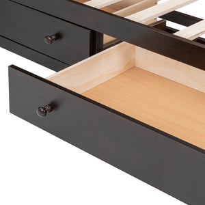 HomeRoots Espresso Queen Bed Frame with Trundle, Drawers & Sturdy Slats for Modern Storage Solutions 596551