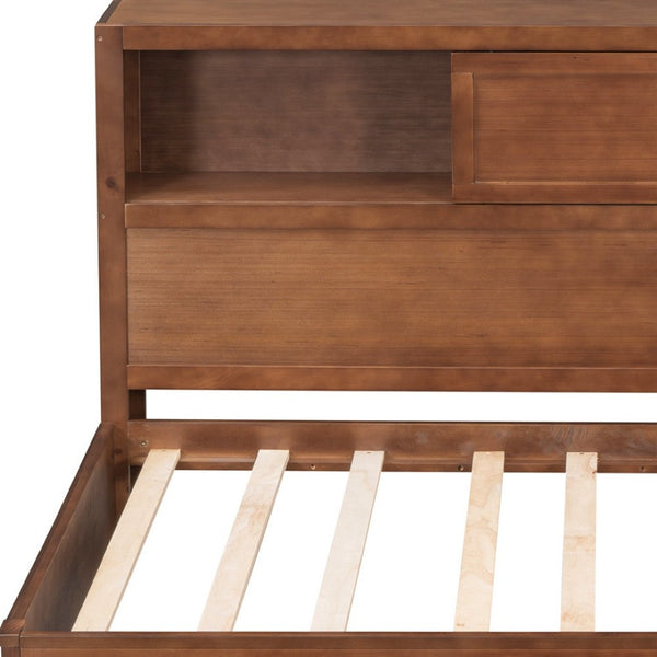 HomeRoots Brown Wood Twin Day Bed with Storage Drawers - Versatile Sofa and Bed for Guest Rooms & Living Spaces 596552