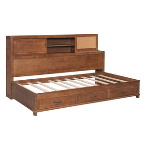 HomeRoots Brown Wood Twin Day Bed with Storage Drawers - Versatile Sofa and Bed for Guest Rooms & Living Spaces 596552