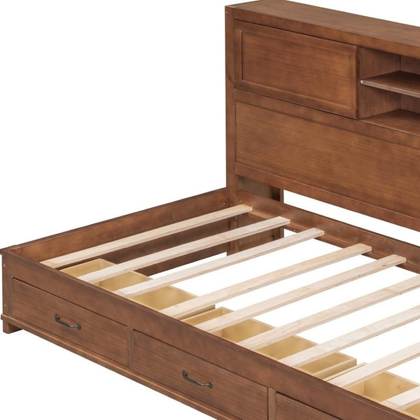 HomeRoots Brown Wood Twin Day Bed with Storage Drawers - Versatile Sofa and Bed for Guest Rooms & Living Spaces 596552