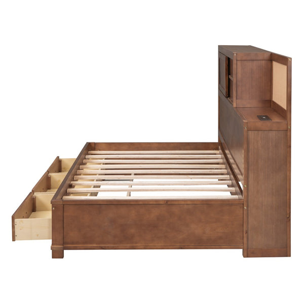 HomeRoots Brown Wood Twin Day Bed with Storage Drawers - Versatile Sofa and Bed for Guest Rooms & Living Spaces 596552
