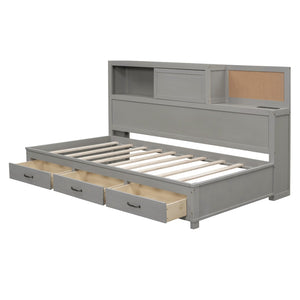 HomeRoots Gray Wood Twin Day Bed with Under-Bed Drawers - Stylish, Multi-Functional Furniture for Any Space 596553