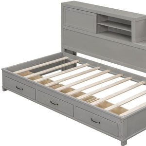HomeRoots Gray Wood Twin Day Bed with Under-Bed Drawers - Stylish, Multi-Functional Furniture for Any Space 596553