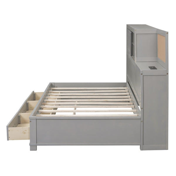 HomeRoots Gray Wood Twin Day Bed with Under-Bed Drawers - Stylish, Multi-Functional Furniture for Any Space 596553