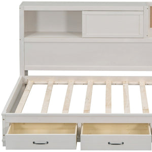 HomeRoots White Wood Twin Day Bed with Built-In Storage Drawers - Versatile Sofa & Sleep Solution for Any Room 596554
