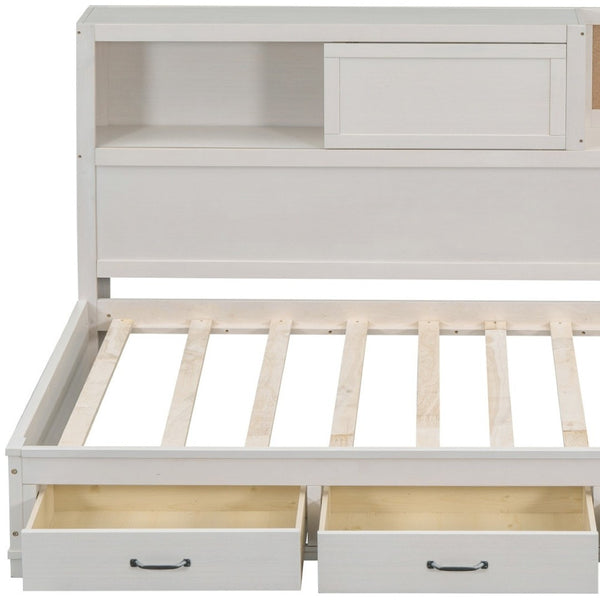 HomeRoots White Wood Twin Day Bed with Built-In Storage Drawers - Versatile Sofa & Sleep Solution for Any Room 596554
