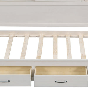 HomeRoots White Wood Twin Day Bed with Built-In Storage Drawers - Versatile Sofa & Sleep Solution for Any Room 596554