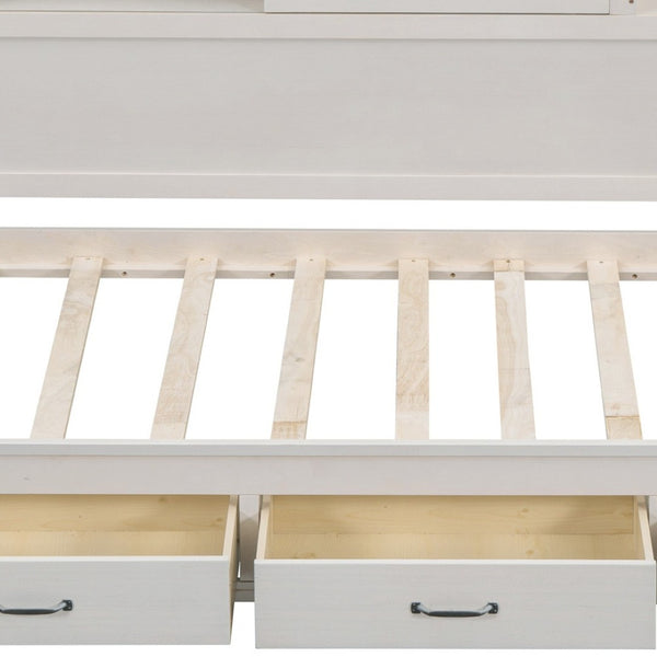 HomeRoots White Wood Twin Day Bed with Built-In Storage Drawers - Versatile Sofa & Sleep Solution for Any Room 596554
