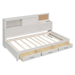 HomeRoots White Wood Twin Day Bed with Built-In Storage Drawers - Versatile Sofa & Sleep Solution for Any Room 596554