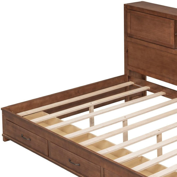 HomeRoots Brown Wood Full Day Bed with Drawers – Stylish Multi-Function Seating & Sleeping Solution for Any Room 596555
