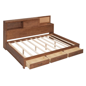 HomeRoots Brown Wood Full Day Bed with Drawers – Stylish Multi-Function Seating & Sleeping Solution for Any Room 596555