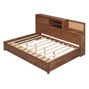 HomeRoots Brown Wood Full Day Bed with Drawers – Stylish Multi-Function Seating & Sleeping Solution for Any Room 596555