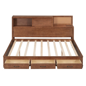 HomeRoots Brown Wood Full Day Bed with Drawers – Stylish Multi-Function Seating & Sleeping Solution for Any Room 596555