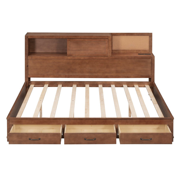 HomeRoots Brown Wood Full Day Bed with Drawers – Stylish Multi-Function Seating & Sleeping Solution for Any Room 596555