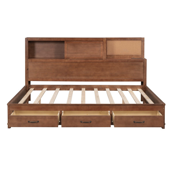 HomeRoots Brown Wood Full Day Bed with Drawers – Stylish Multi-Function Seating & Sleeping Solution for Any Room 596555