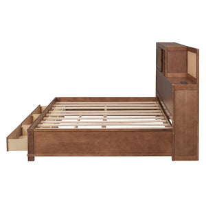 HomeRoots Brown Wood Full Day Bed with Drawers – Stylish Multi-Function Seating & Sleeping Solution for Any Room 596555