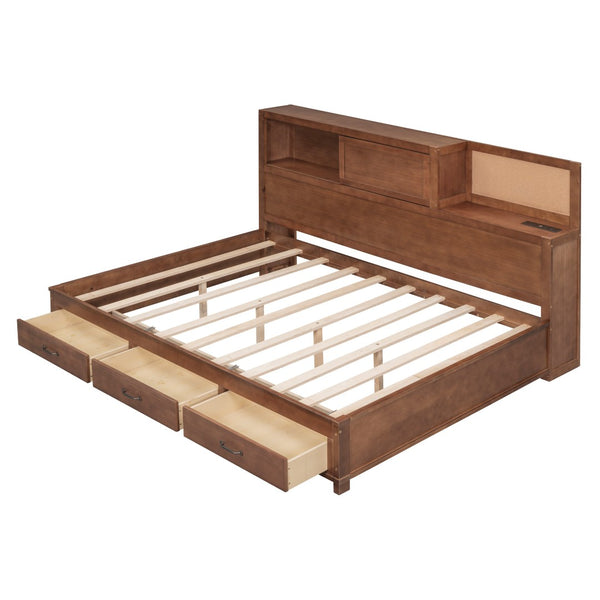 HomeRoots Brown Wood Full Day Bed with Drawers – Stylish Multi-Function Seating & Sleeping Solution for Any Room 596555